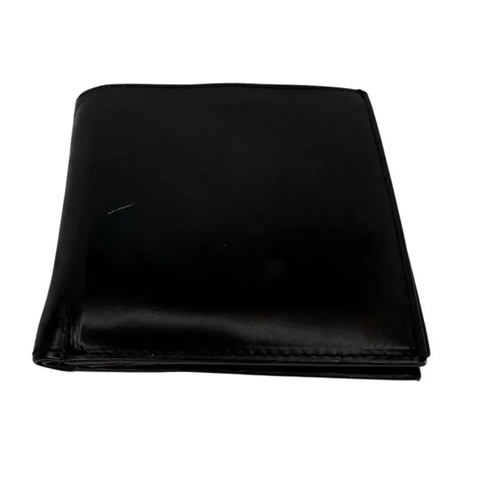Mens Black Genuine Leather Bifold Wallet Passcase ID Window Card Slots
